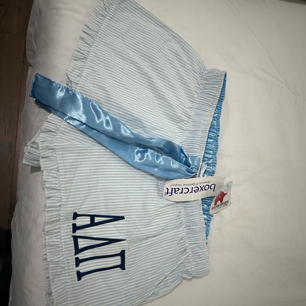 Boxercraft Light Blue ADPi Striped Shorts
